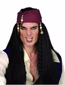 Perruque noire pirate adulte