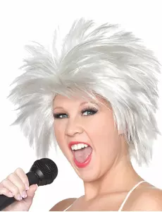 Witte rockstar pruik voor vrouwen