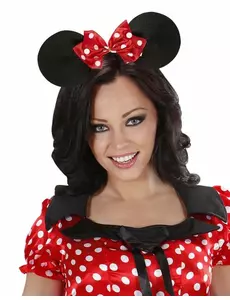 Serre-tête oreilles de souris avec noeud à pois femme