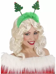 Kerstboom haarband groen met bont