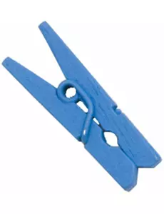 10 turquoise houten mini wasknijpers