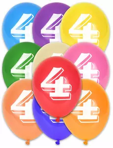 8 Ballons chiffre 4 multicolores 30 cm