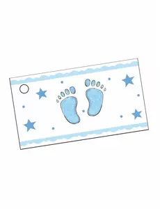 10 Étiquettes en papier pieds bleus 9 x 2,5 cm