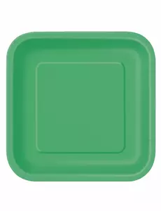 14 Grandes assiettes en carton vert émeraude 23 cm