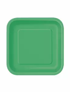 16 kleine kartonnen borden in smaragdgroen.