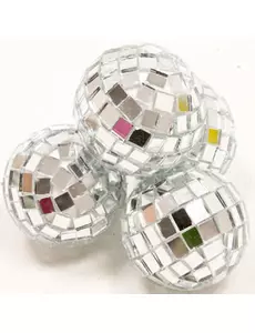 4 Mini boules à facettes argentées 3,5 cm