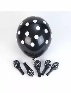 6 zwarte ballonnen met witte stippen