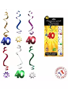 6 Décorations à suspendre spirale 40 ans