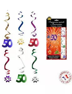 6 Décorations à suspendre spirale 50 ans