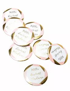 8 Badges Mlle devient madame rose et doré EVJF 5 cm