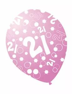 6 roze parel ballonnen met leeftijd