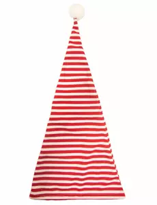 Bonnet de nuit rayé rouge et blanc avec pompon adulte