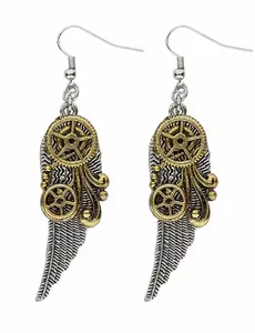 Steampunk tandwielen en veren oorbellen voor volwassenen