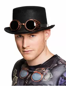 Steampunk hoed met bril voor volwassenen