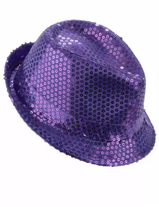 Paarse borsalino hoed met lovertjes