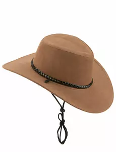 Chapeau cowboy luxe marron en suede adulte