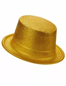 Chapeau haut de forme plastique or adulte
