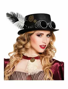 Vliegeniers steampunk hoed met tandwielen voor volwassenen