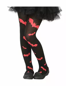 Zwarte en rode vleermuis panty voor kinderen