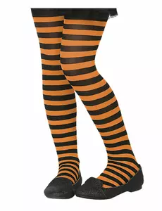 Collant rayé orange et noir enfant