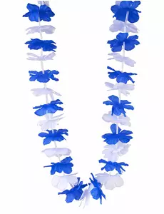 Blauwe en witte supporter Hawaii ketting voor volwassenen