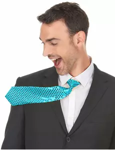 Cravate bleue avec sequins adulte