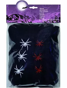 Toile d'araignée noire avec araignées Halloween 100g