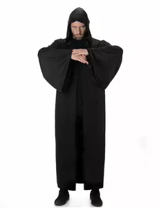 Lange donkere cape met capuchon voor mannen