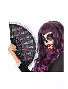 Eventail dentelle dia de los muertos