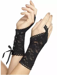 Gants courts en dentelle noire pour adultes