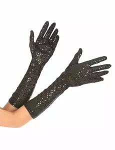 Gants noirs mi-longs avec sequins adulte