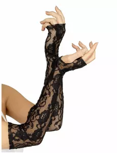 Mitaines longues en dentelle noire femme
