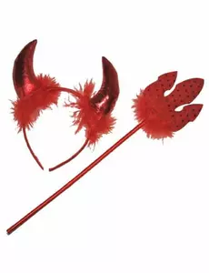 Kit diablesse rouge avec plumettes adulte Halloween