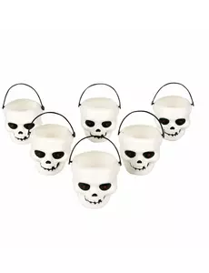 6 Mini seaux tête de mort Halloween