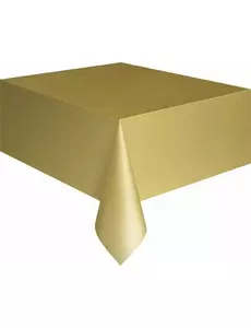 Rechthoekig plastic gouden tafelkleed 137 x 274 cm