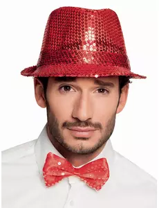 Noeud papillon rouge avec sequins adulte