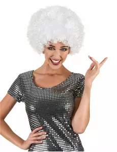 Perruque afro blanche confort adulte