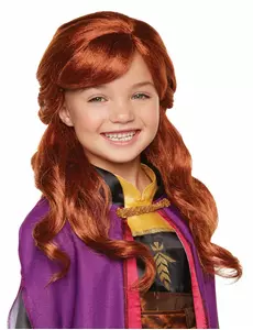 Luxe Anna Frozen 2™ pruik voor meisjes