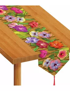 Chemin de table fleur d'hibiscus Hawaï 28 cm x 1,8 m