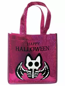 Sac à paillettes rose chauve-souris squelette