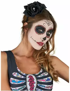 Serre-tête rose noire Dia De Los Muertos adulte