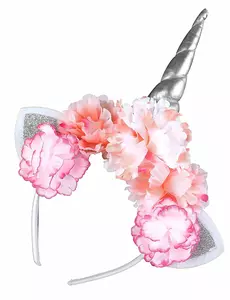 Serre-tête licorne avec pivoines roses adulte