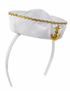 Serre-tête mini chapeau marin blanc femme