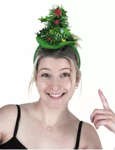 Groene kerstboom haarband voor volwassenen