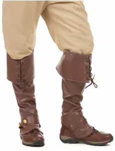 Sur-bottes marron simili cuir lacets et lanière cloutée adulte