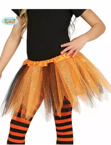 Zwarte en oranje tutu met glitters voor meisjes