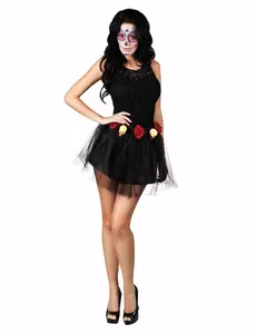 Tutu noir squelette et rose femme Dia de los muertos