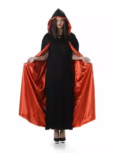 Cape à capuche rouge et noire Halloween adulte