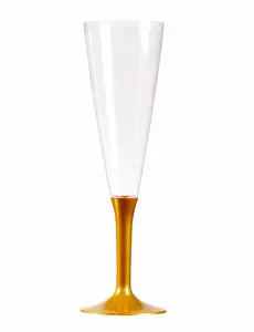 10 Flûtes à champagne pied or 150 ml