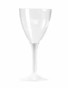 10 witte plastic wijnglazen